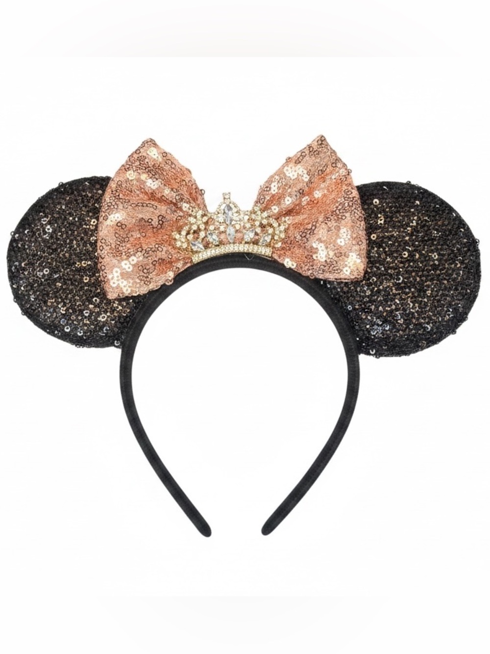 Disney Minnie Mouse Sequin Mouse Ear Ears Headband Pink Bow Tiara Crown Princess